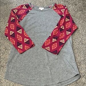 Geometric Sleeve Gray Women's Top